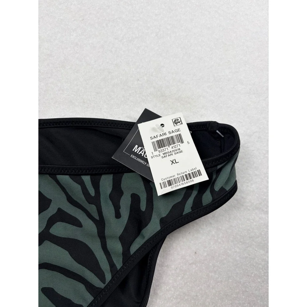 Bar III Safari Sage Zebra Print Hipster Bikini Bottoms XL MBSA20518 Green Black